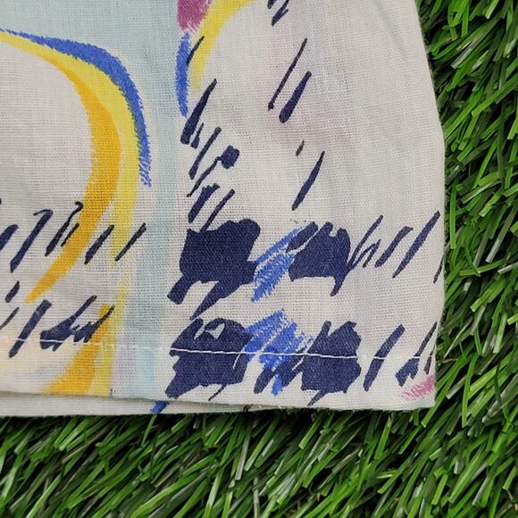 Vintage 80s Abstract Hippie Button Shirt Large 23x28 Blue Groovy - Picture 11 of 11